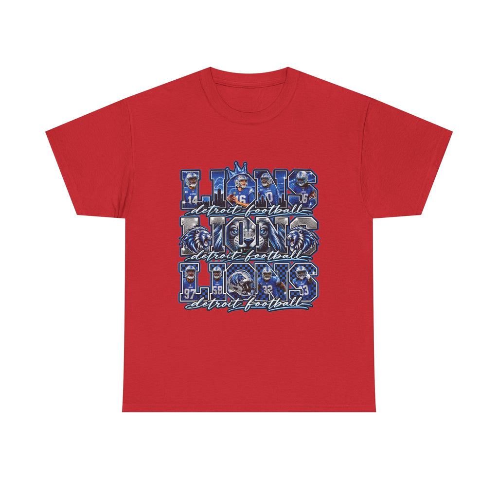 Lions Football Typography Tee | Blue Vintage Grunge Stadium Design
