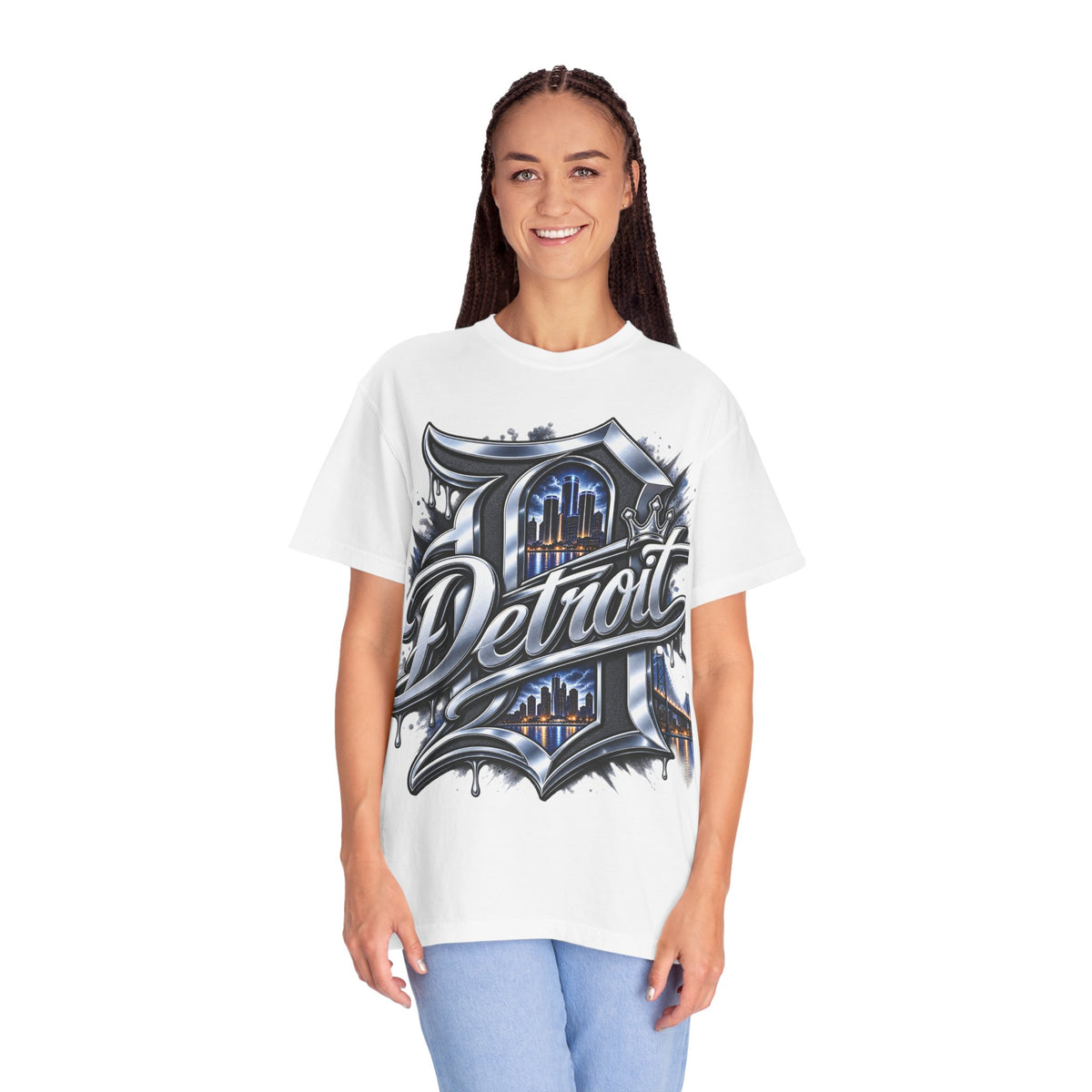 Detroit Script Skyline T-shirt | Cityscape Lettering Tee