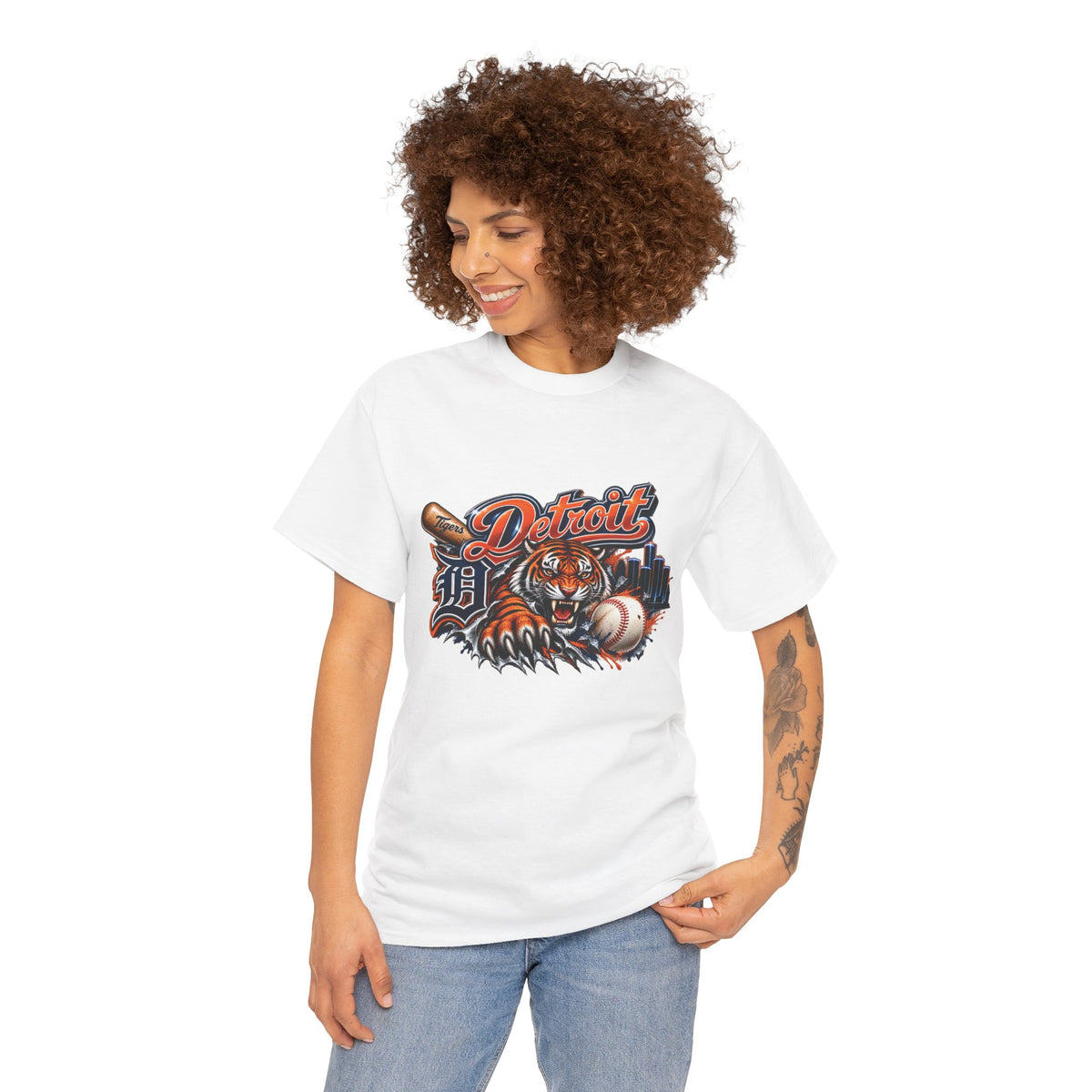 Detroit Tiger Baseball T-Shirt | Detroit skyline, claw marks