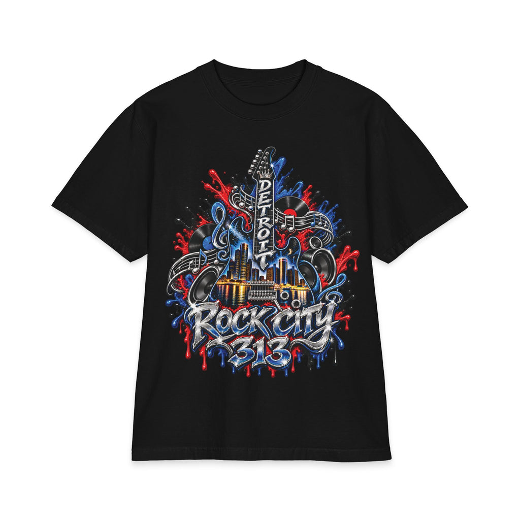 Detroit Rock City guitar truck graphic T-Shirt | 313 motor city music design