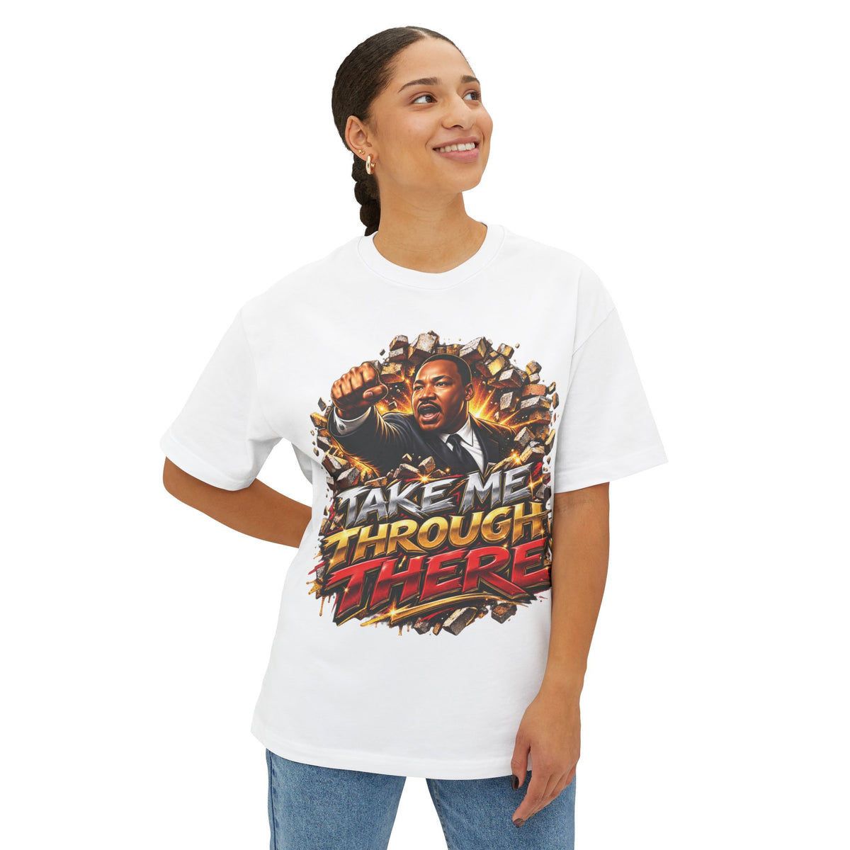 Martin Luther King Take Me Through There graphic Tee | Retro Action Movie Illustration