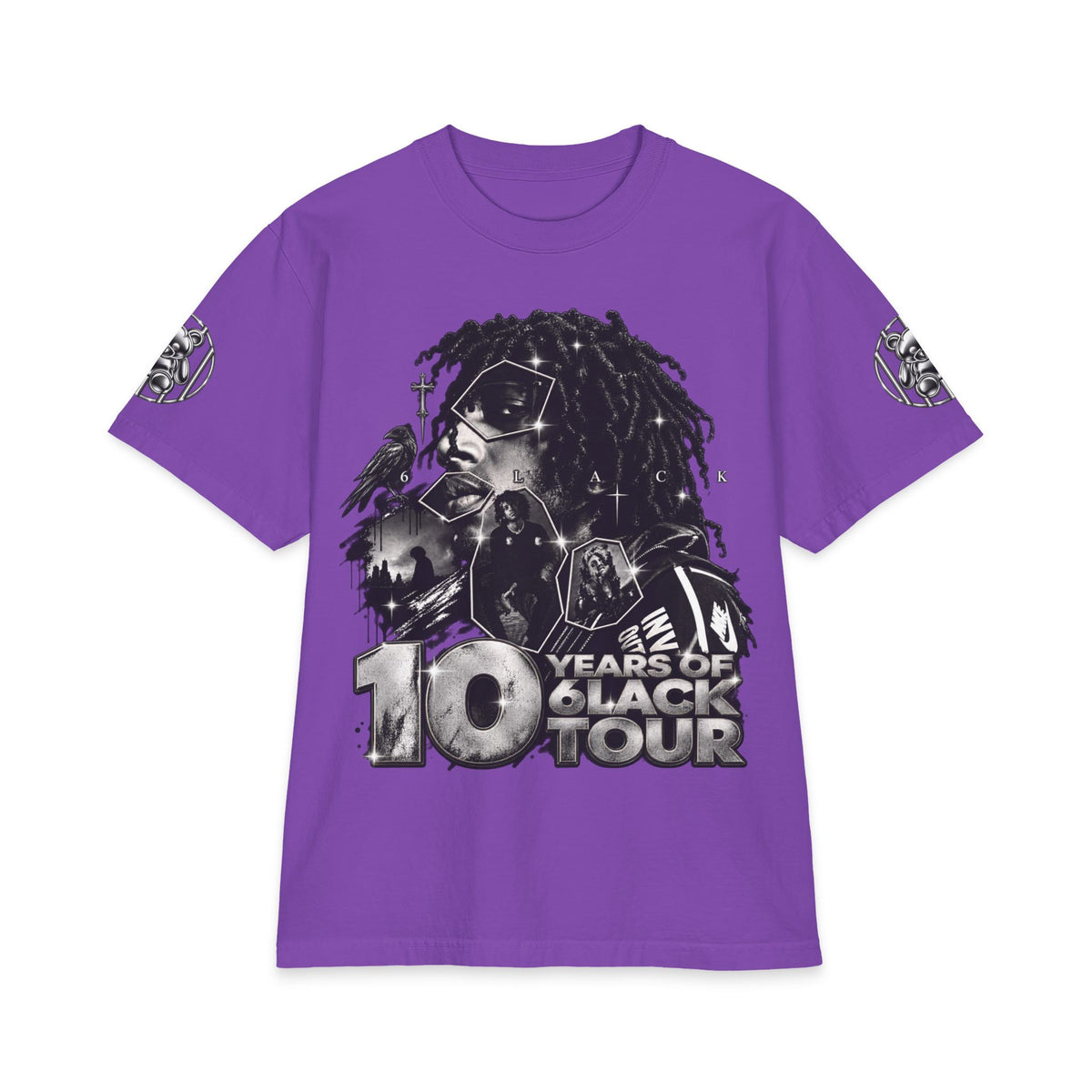 10 Years of 6lack Tour graphic T-Shirt | Number 6 back design