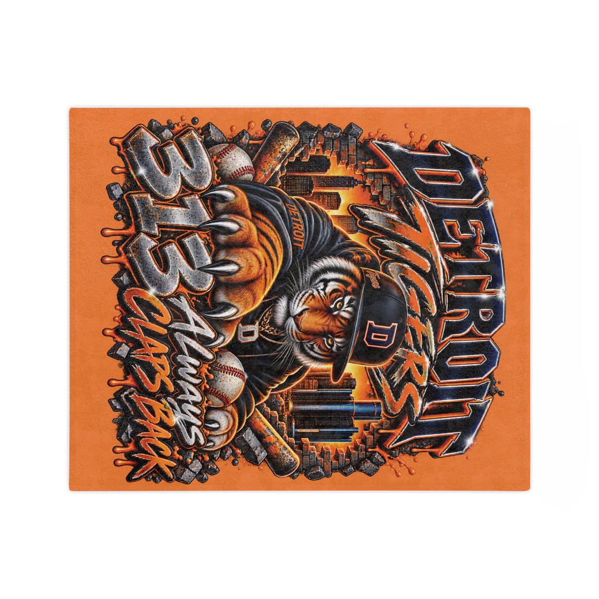 Detroit Tigers Tiger Mascot Blanket | 313 Always Claps Back Velveteen Microfiber