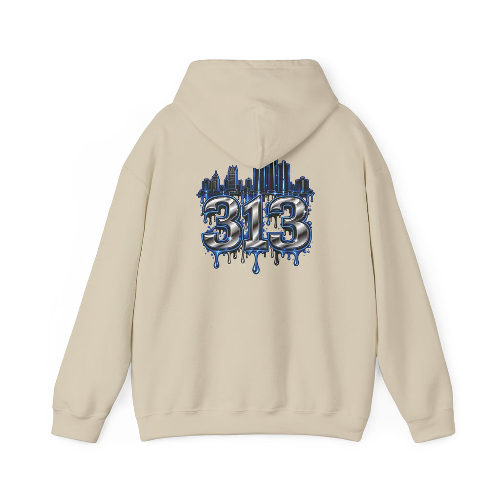 Detroit 313 Skyline Hoodie | Dripping Graffiti City Football Design
