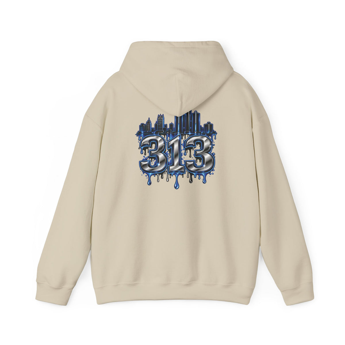 Detroit 313 Skyline Hoodie | Dripping Graffiti City Football Design