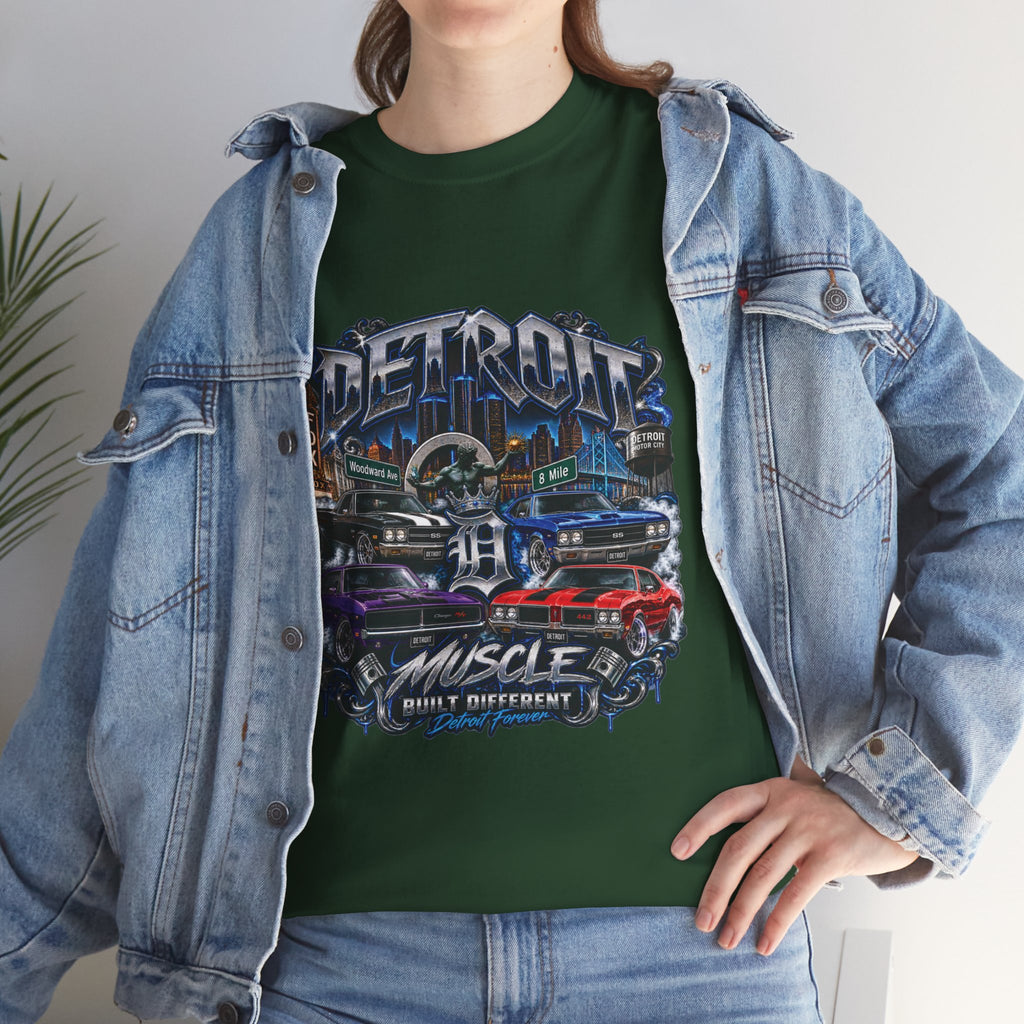 Detroit Muscle Car Tee | Vintage Hot Rod Illustration, Garage Scene
