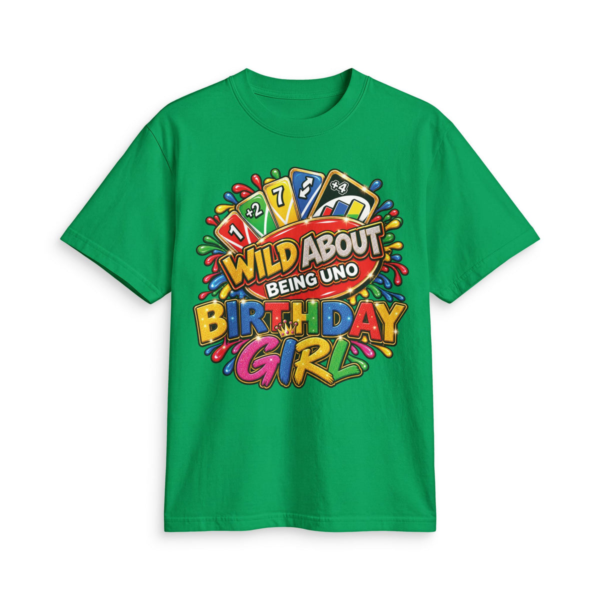 Wild About Being UNO Birthday Girl T-Shirt | Colorful Card Game Design