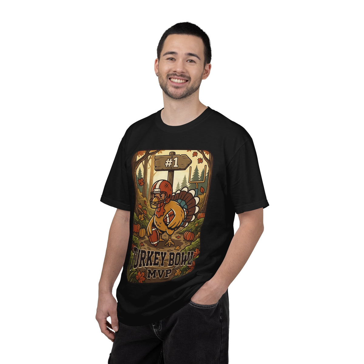 Turkey Bowl MVP T-Shirt | Thanksgiving Football Turkey Illustration