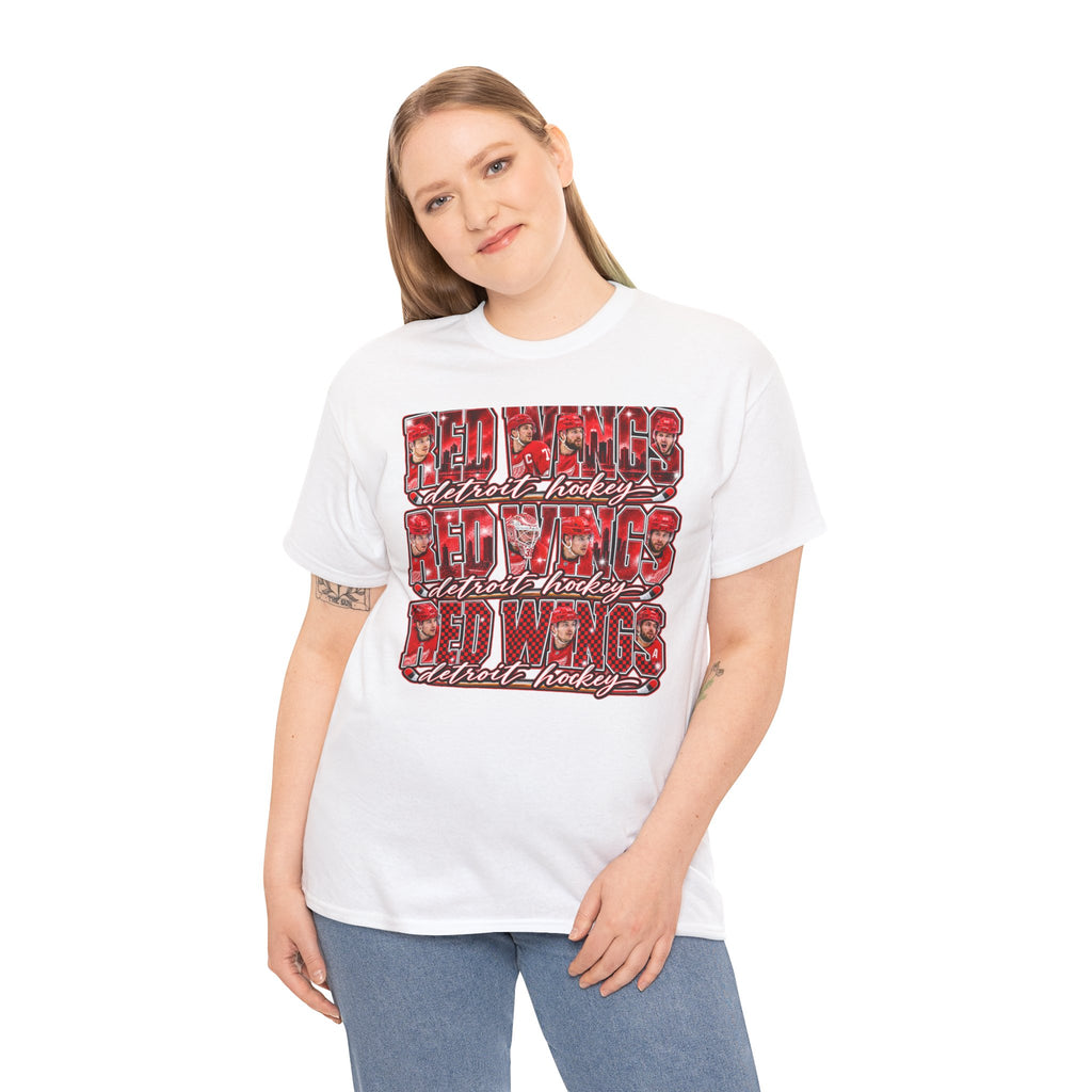 Red Wings Detroit Hockey Graphic Tee | Retro Stacked Logo