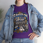 Raised On Old School Hip Hop T-Shirt | Retro Boombox Sneakers Crown Design