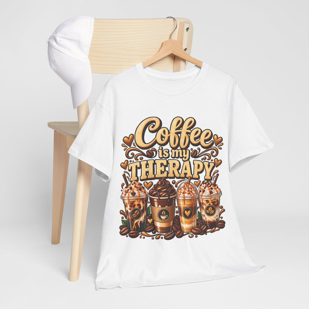 Coffee Is My Therapy T-Shirt | Coffee Cups Illustration, Cozy Beverage Tee