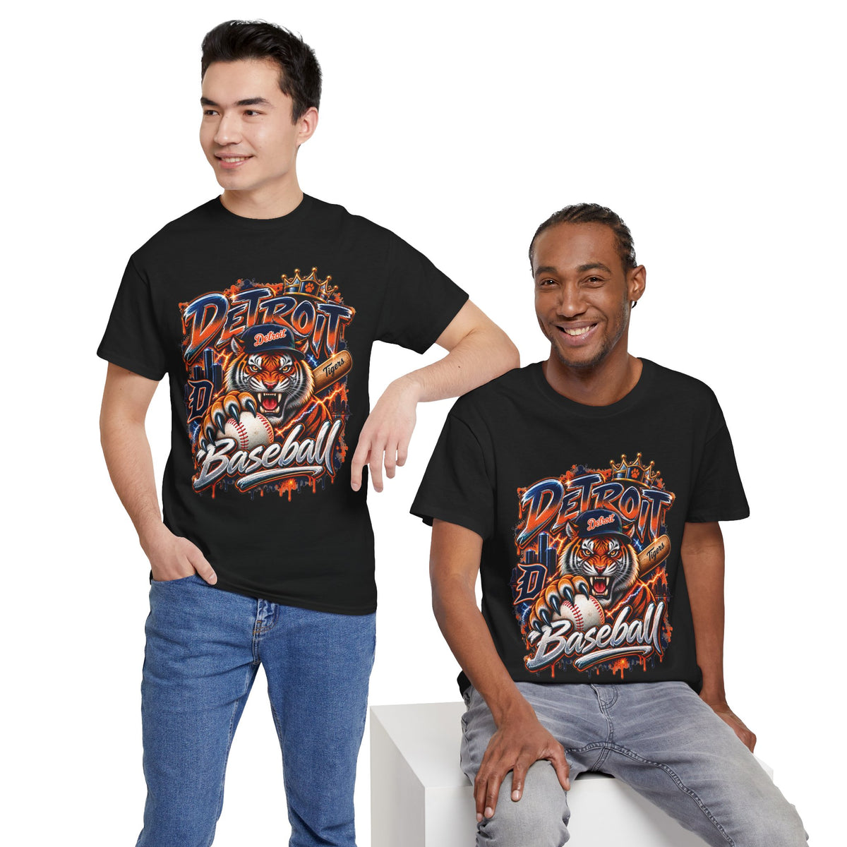Detroit Tigers Tiger Baseball Tee | Vintage Mascot Detroit Baseball Shirt