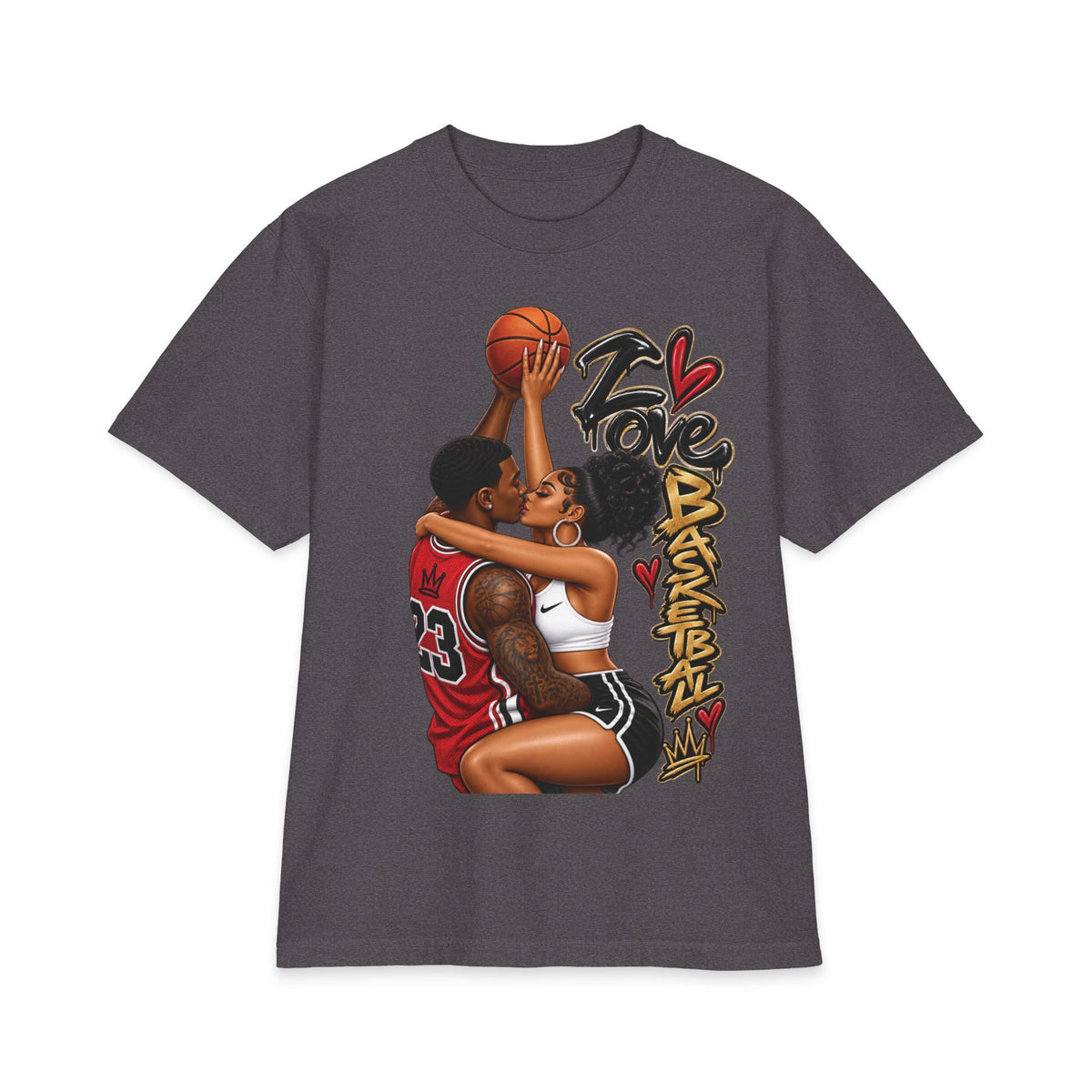 Love Basketball couple illustration Short Sleeve Tee | Basketball Romance