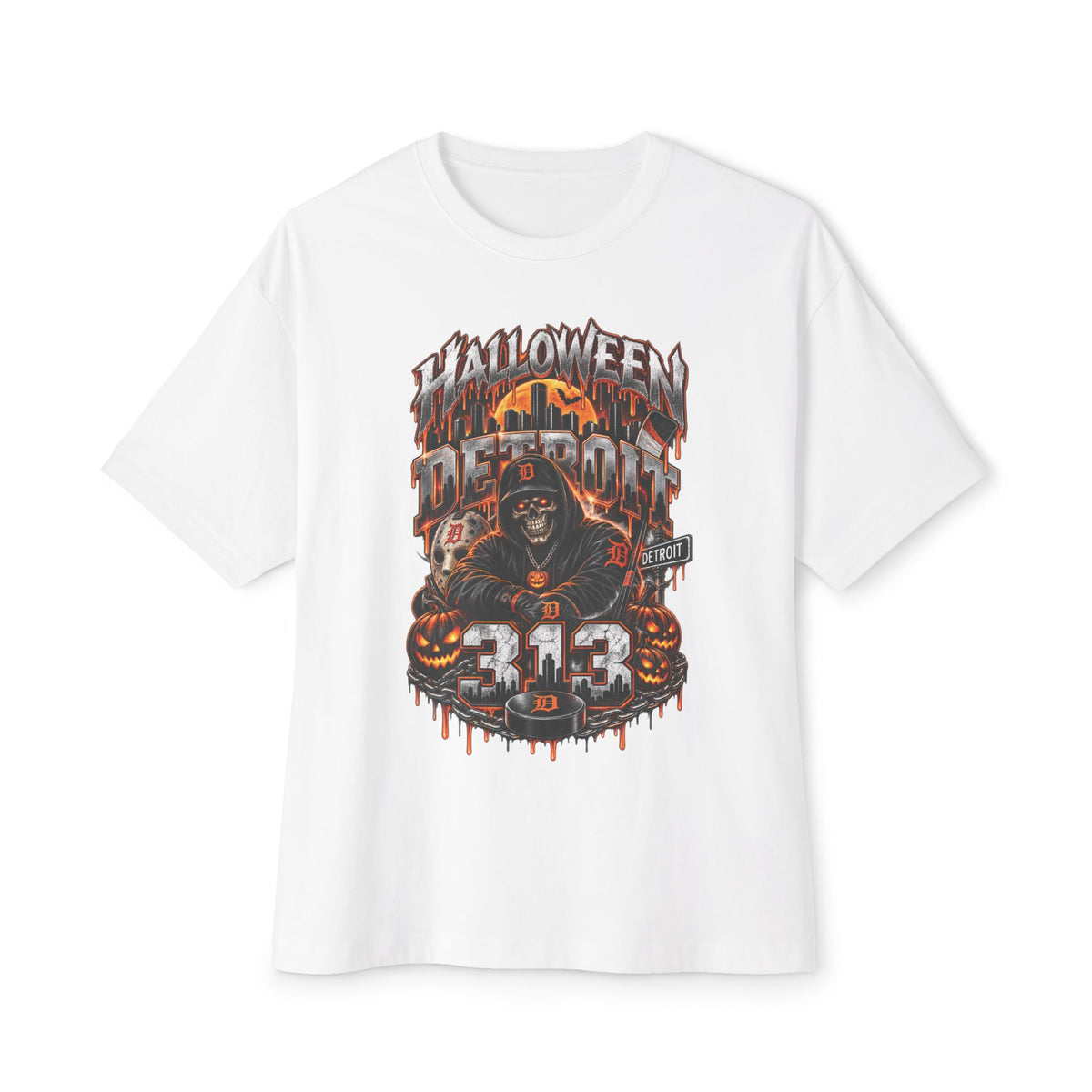Halloween Reaper Graphic Tee | Skull Pumpkin 313 Design