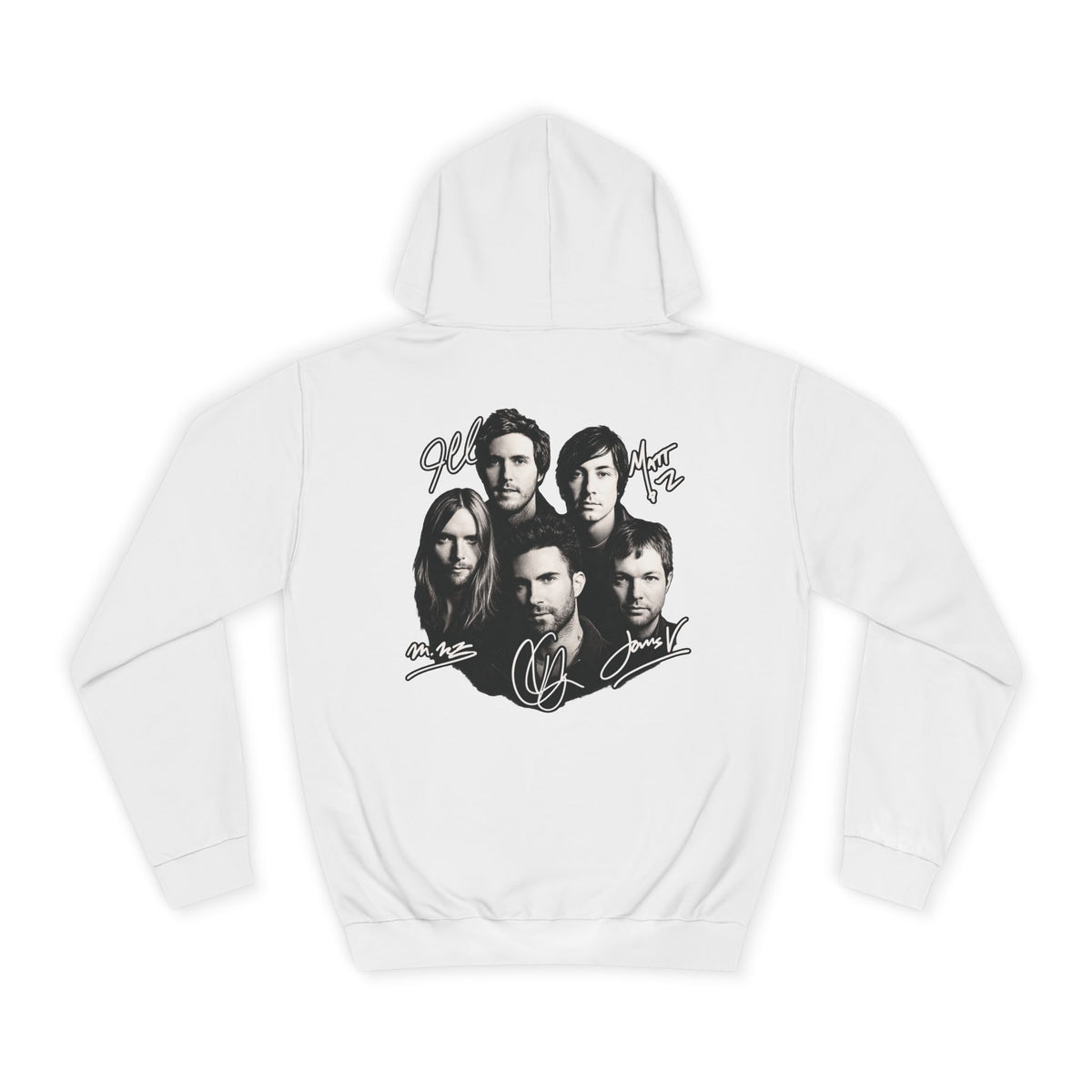 Blue M Chevron Logo Hoodie | Maroon 5 Band Photo Signature Back Hoodie