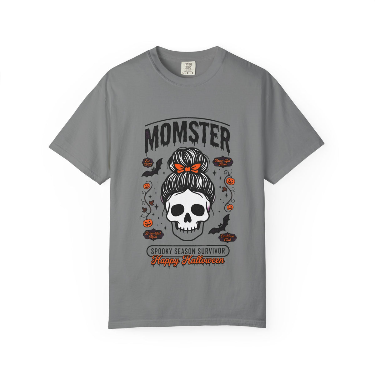 Momster Skull with Messy Bun T-shirt | Halloween Spooky Season Survivor