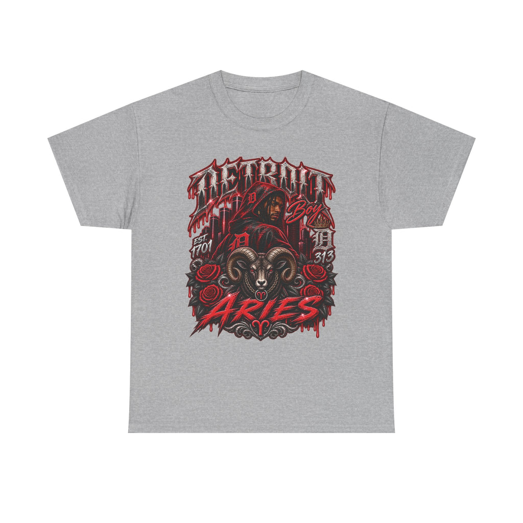 Aries Ram Graphic Tee | Zodiac Illustration, Gothic Red Black