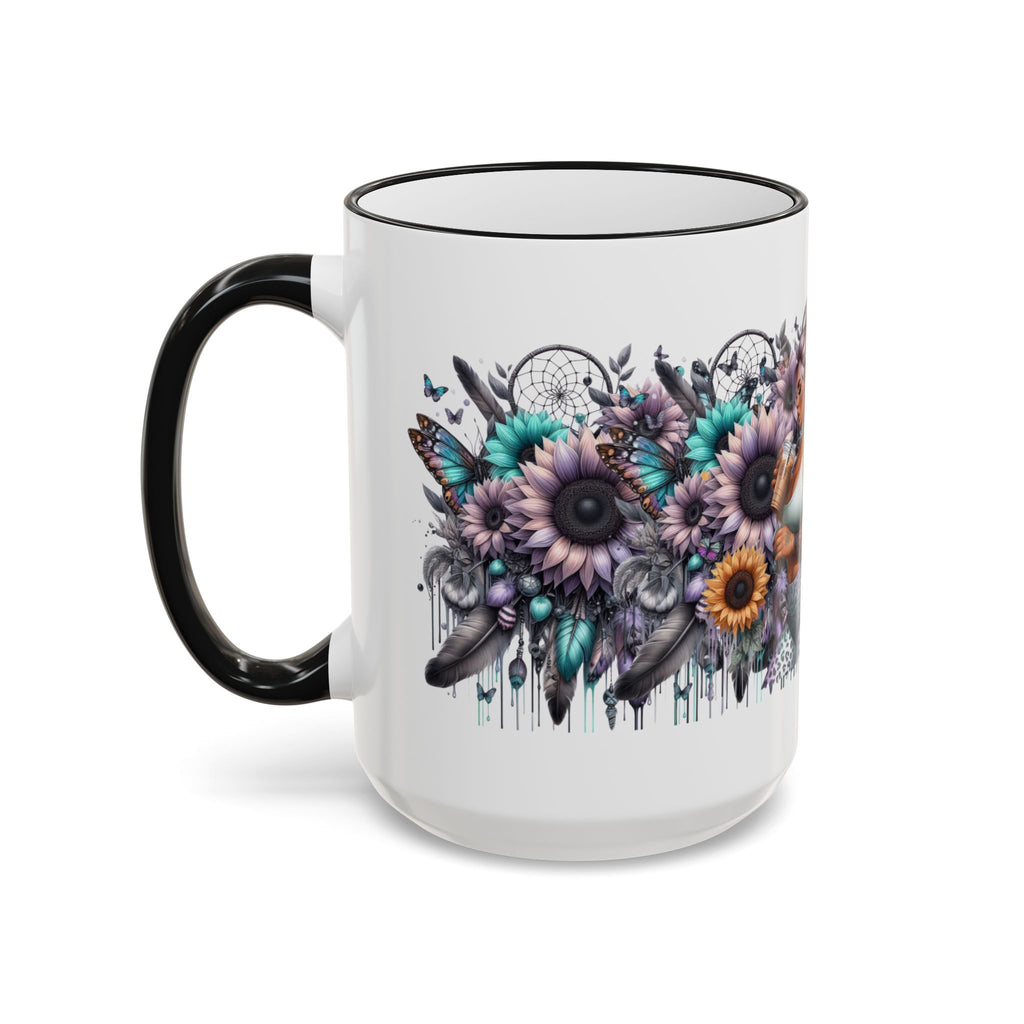 Tattooed Floral Skull Mum Mug | Accent Rim & Handle Ceramic Mug