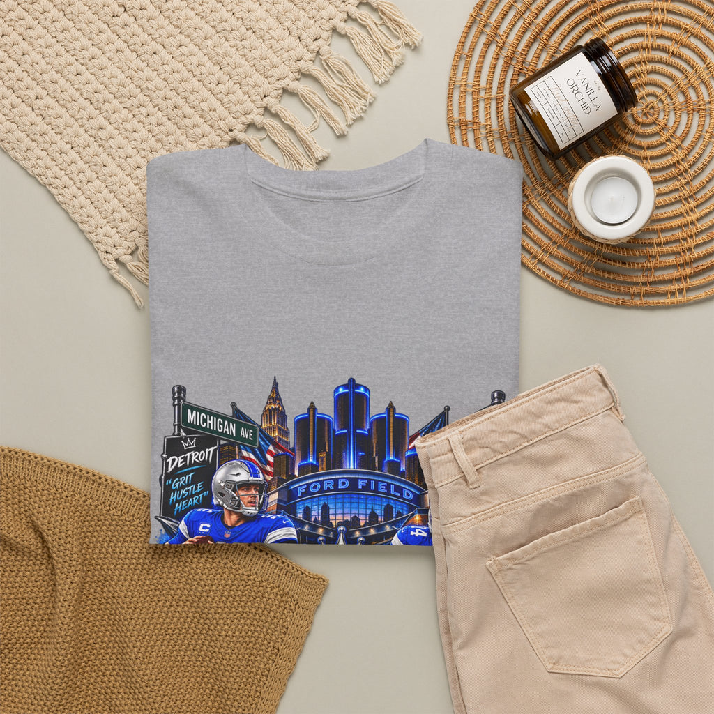 Detroit Football Graphic Tee | City Skyline, Players, Lions-Inspired Design