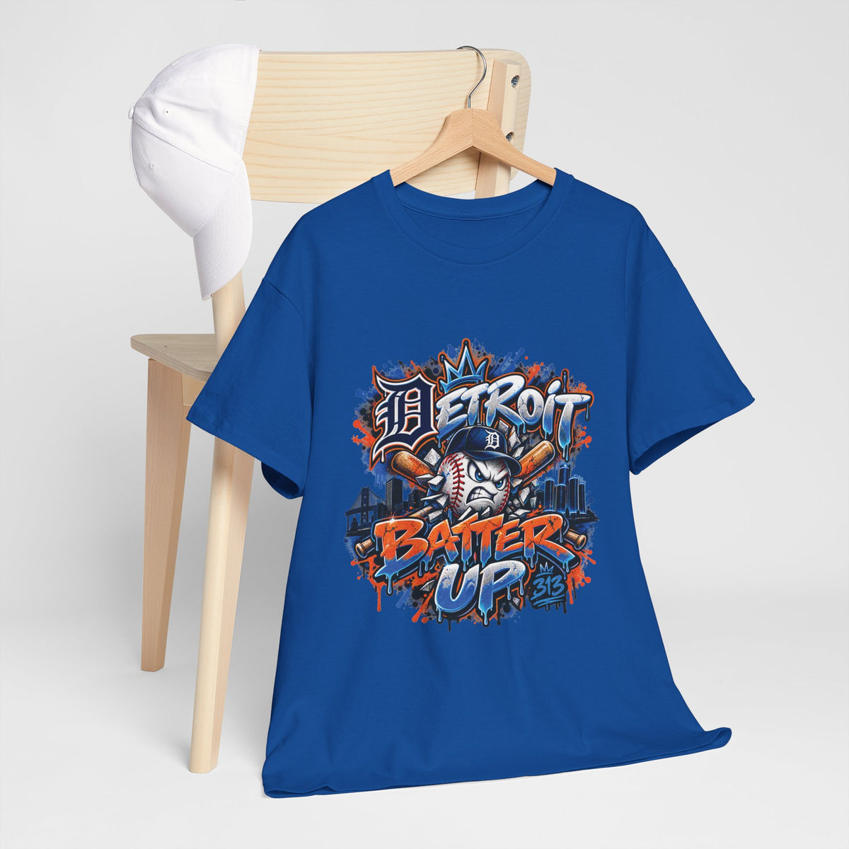 Detroit Batter Up T-Shirt | Baseball City Skyline Tee