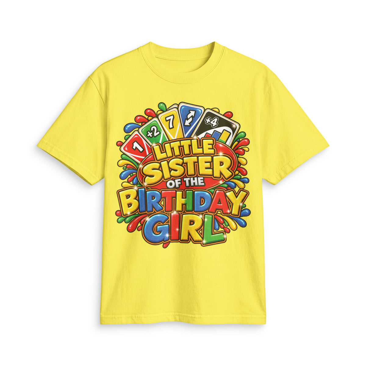 Little Sister of the Birthday Girl T-Shirt | Colorful Birthday Kids Tee