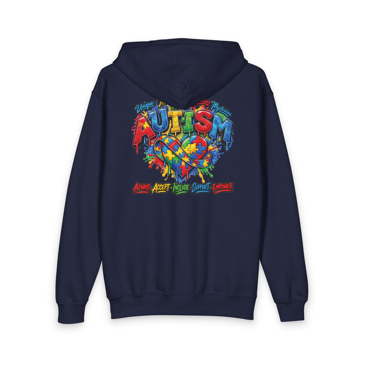 Autism Puzzle Heart Youth Hoodie | Awareness Puzzle Piece Zip Jacket