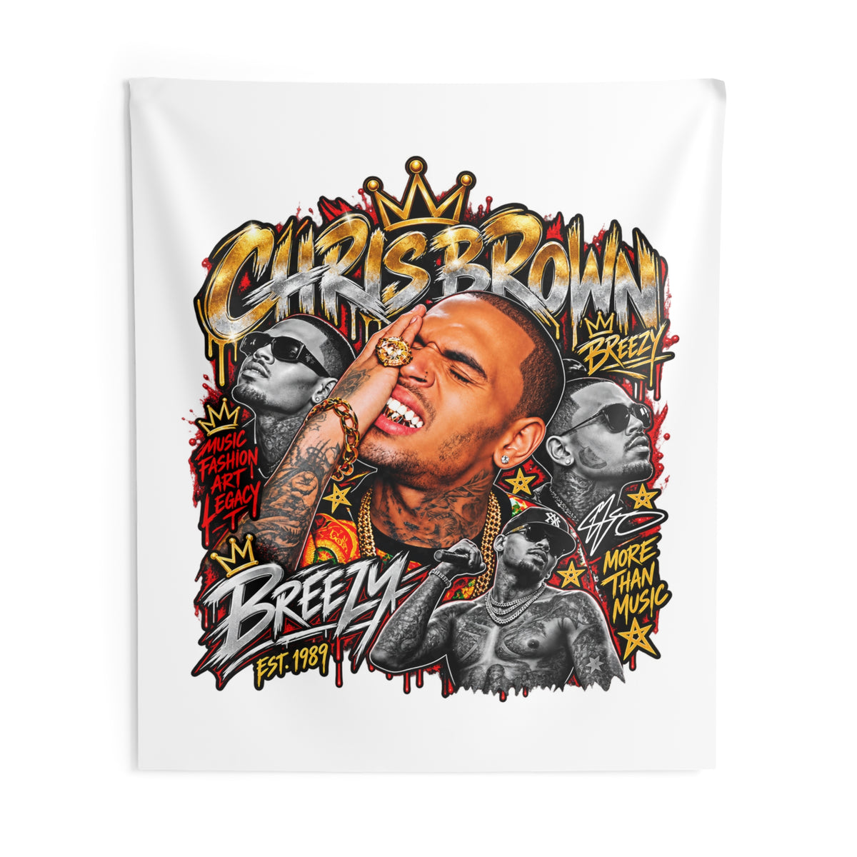 Hip Hop Graffiti Portrait Indoor Wall Tapestry | Urban Music Collage