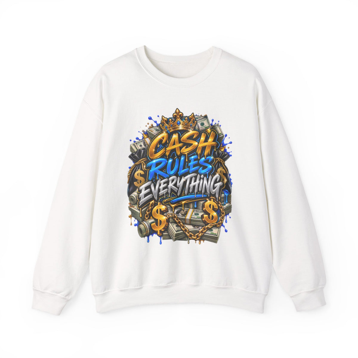 Cash Rules Everything Graphic Sweatshirt | Money Streetwear, Graffiti Dollar Design