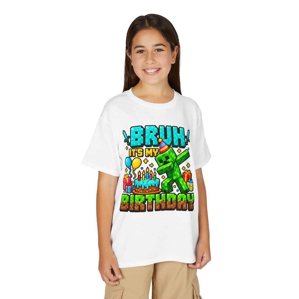 Bruh It’s My Birthday Youth T-Shirt – Pixel Gaming Birthday Shirt