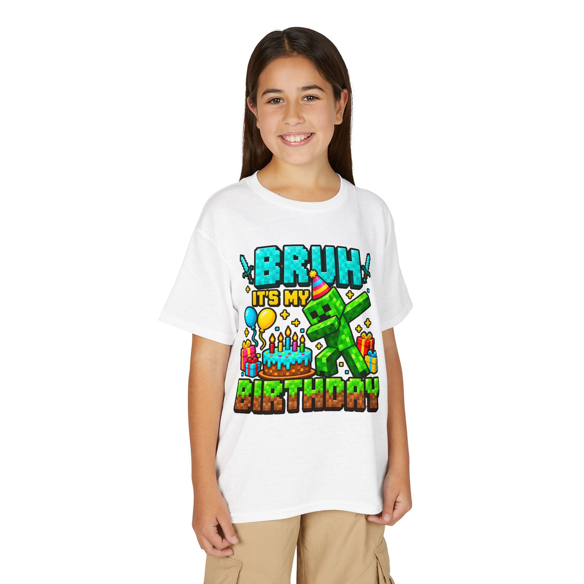 Bruh It’s My Birthday Youth T-Shirt – Pixel Gaming Birthday Shirt