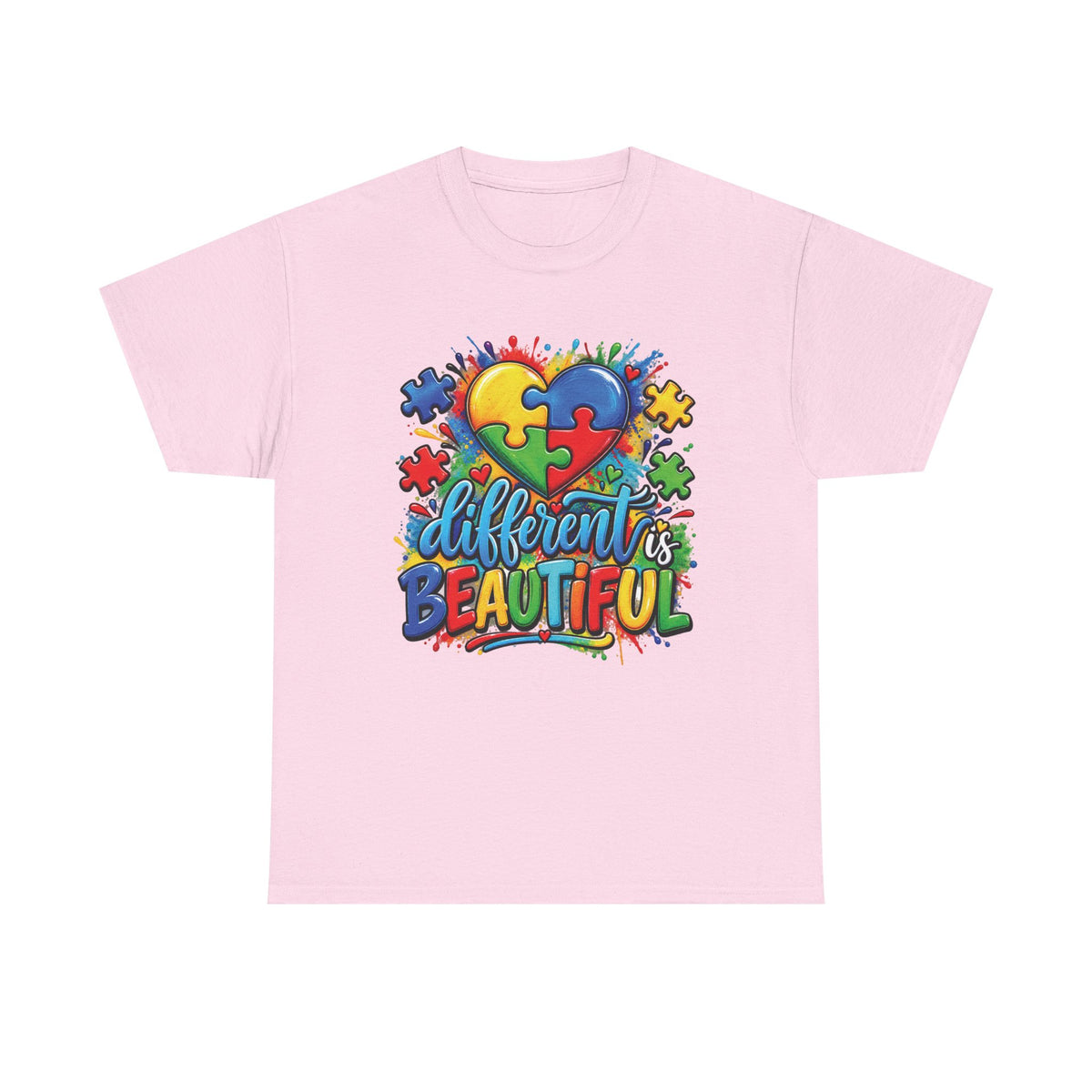 Different Is Beautiful Autism Puzzle Heart T-Shirt | Neurodiversity Awareness Tee