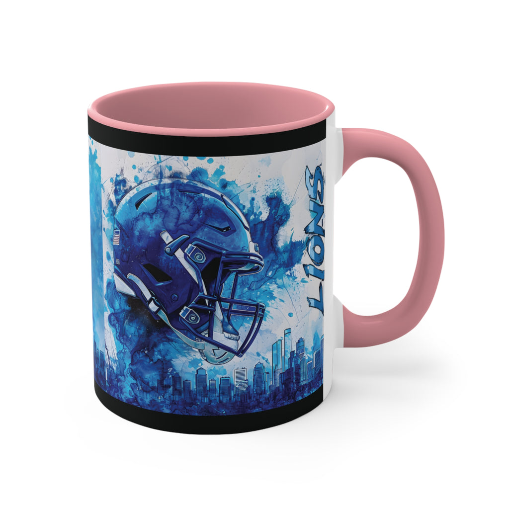 Blue Football Helmet Lions Mug | 11oz Accent Ceramic Mug