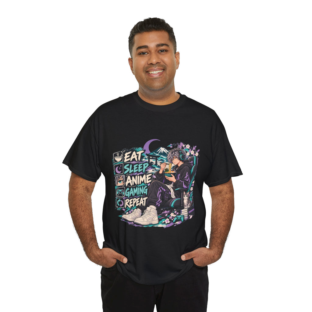 Eat Sleep Anime Gaming Repeat Video Game Graphic T-Shirt
