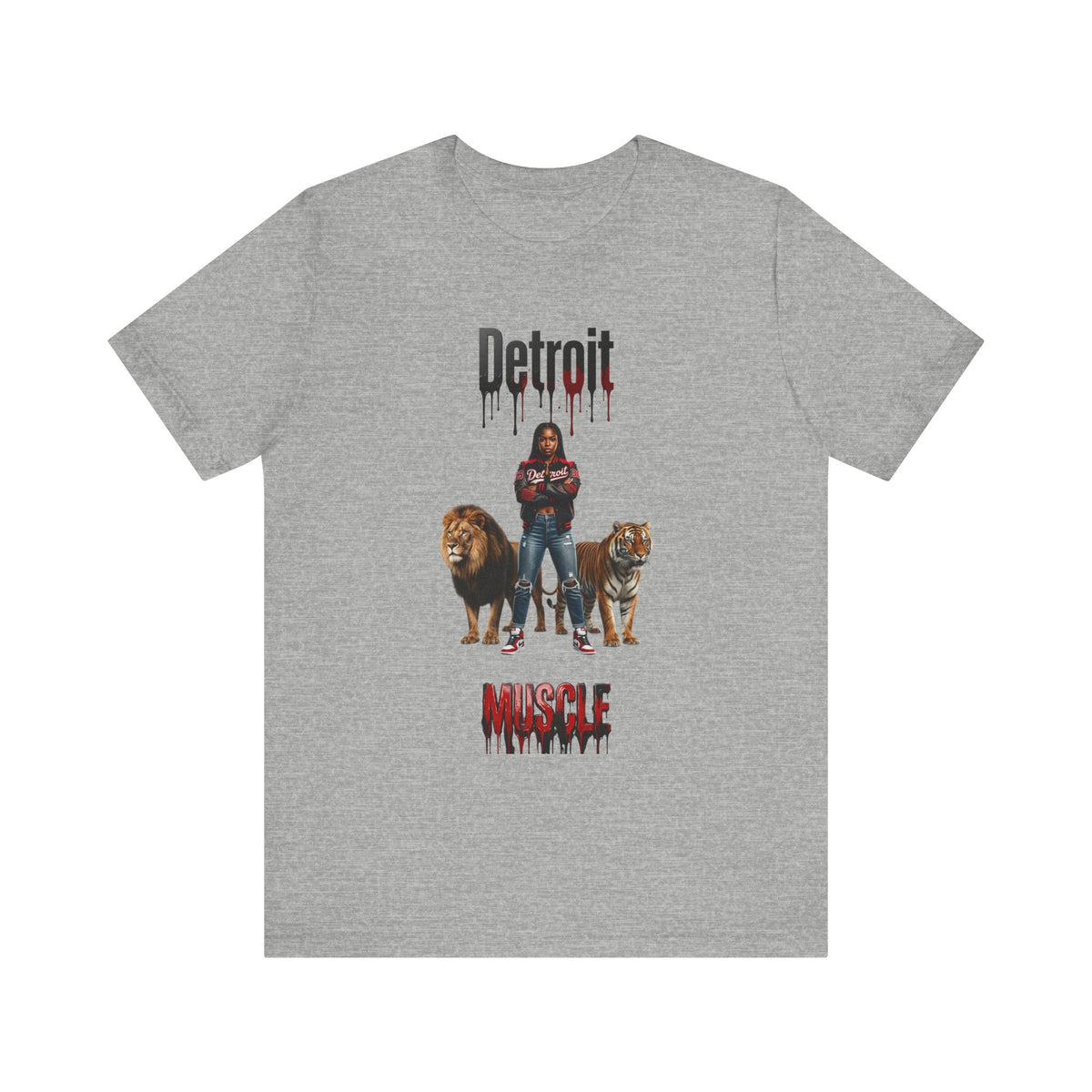 Detroit Muscle T-Shirt | Lion and Tiger Illustration