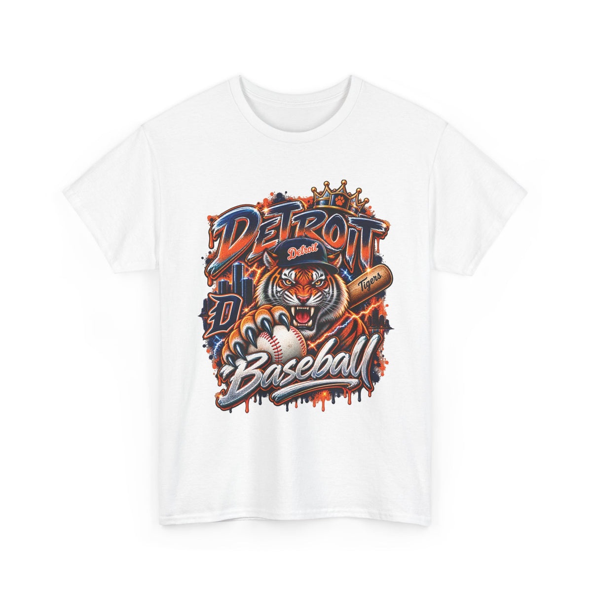 Detroit Tigers Tiger Baseball Tee | Vintage Mascot Detroit Baseball Shirt