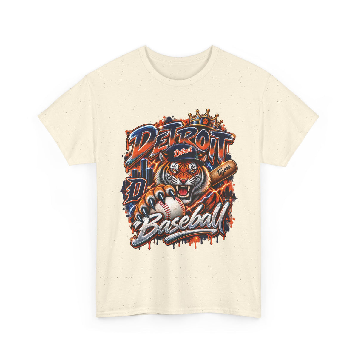 Detroit Tigers Tiger Baseball Tee | Vintage Mascot Detroit Baseball Shirt