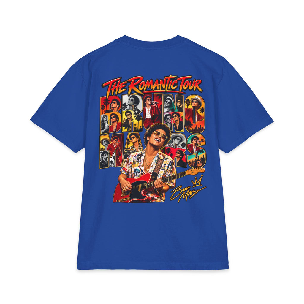 Bruno Retro Pop Singer Portrait T-Shirt | Tour Poster Back Graphic