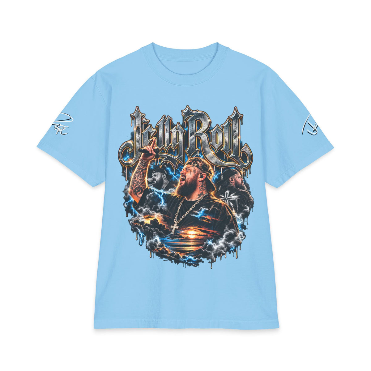 Roll Jelly portrait graphic Tee | Country singer storm art