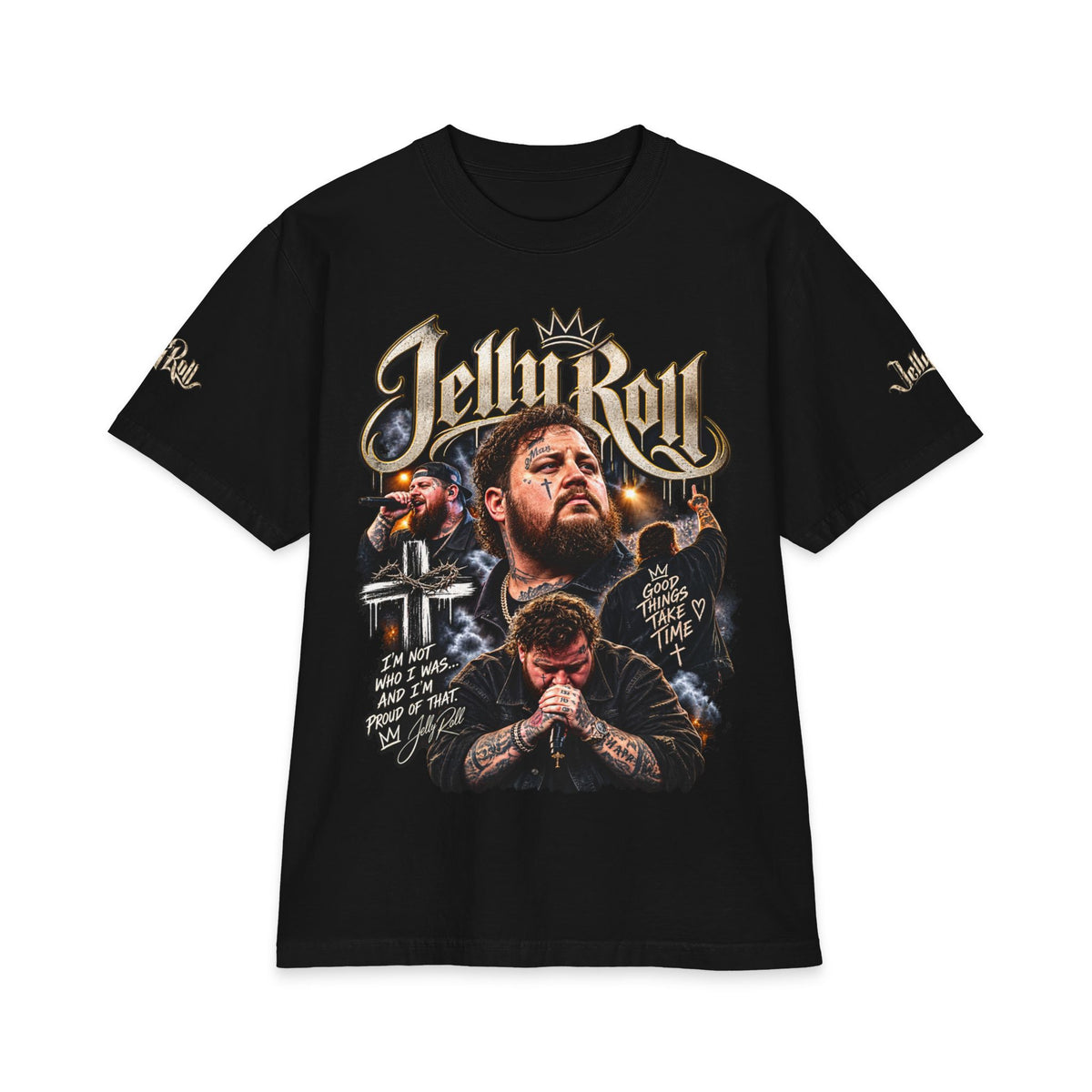 Jelly Roll portrait graphic T-Shirt | rapper collage tee