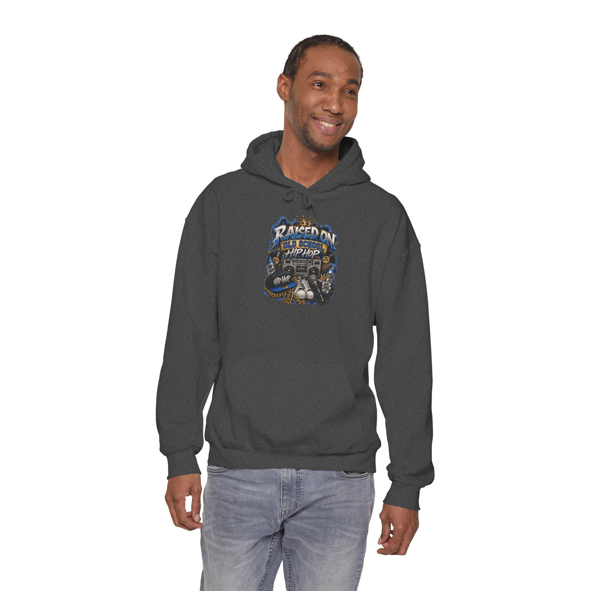 Raised On hip hop Hoodie | Vintage Guitar Skull Band Design