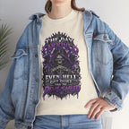 Grim Reaper Skull with Purple Flames T-Shirt | Gothic Death Quote Tee