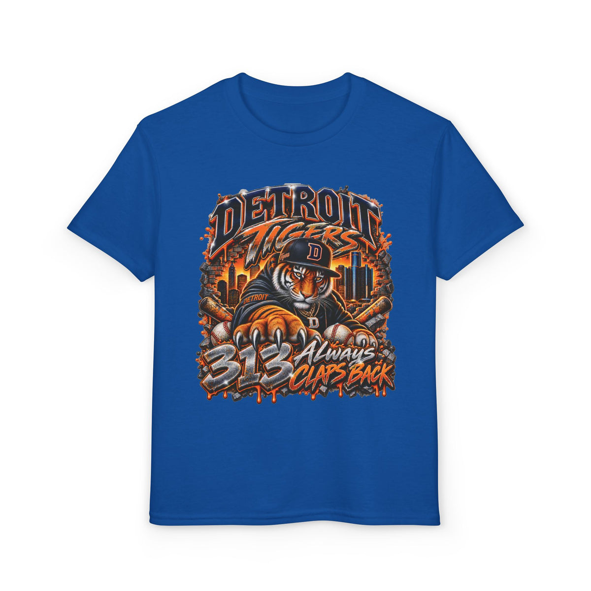 Detroit Tigers Tiger Mascot T-Shirt | 313 Always Claps Back
