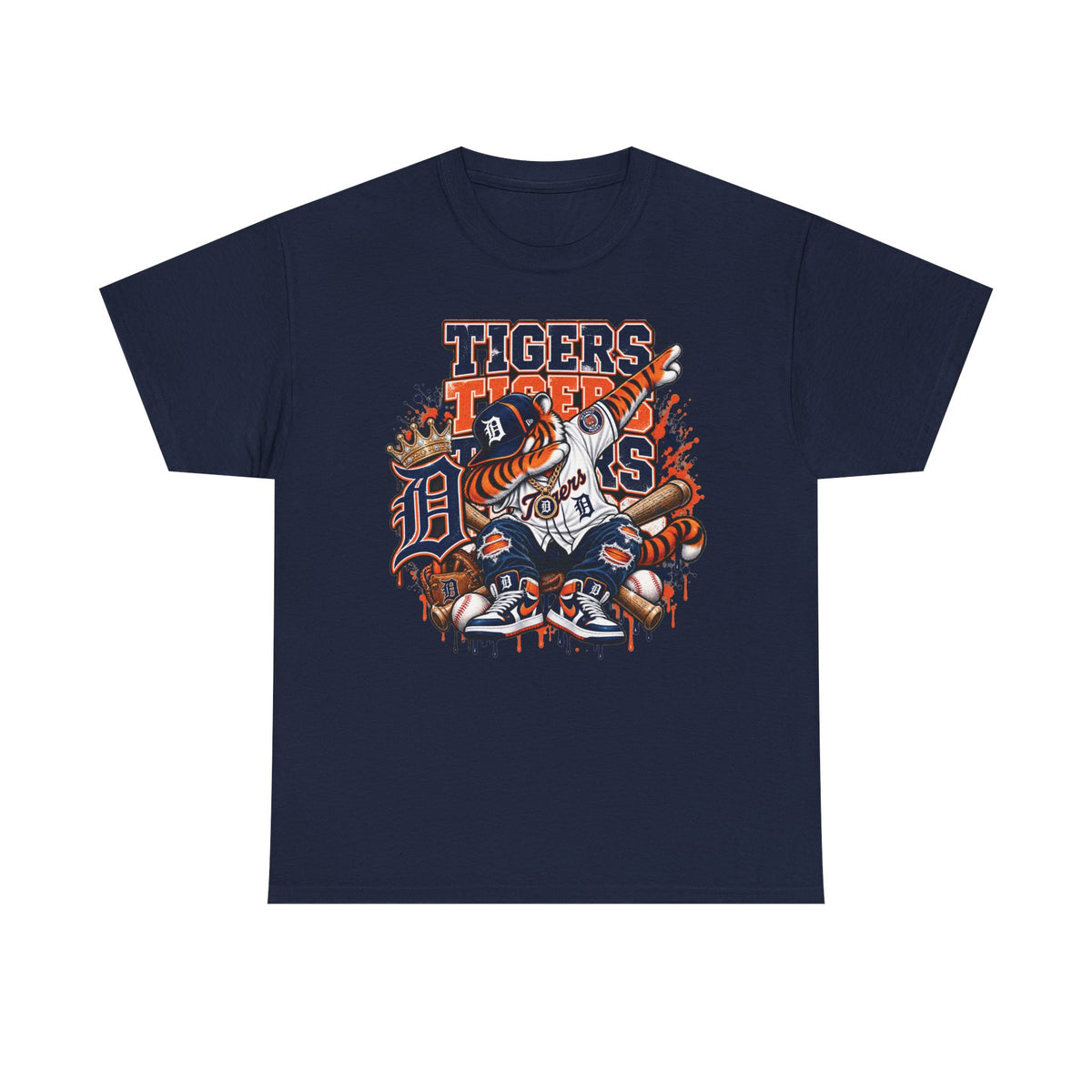 Detroit Tigers Mascot Baseball Tee | Vintage Tiger Batter Design