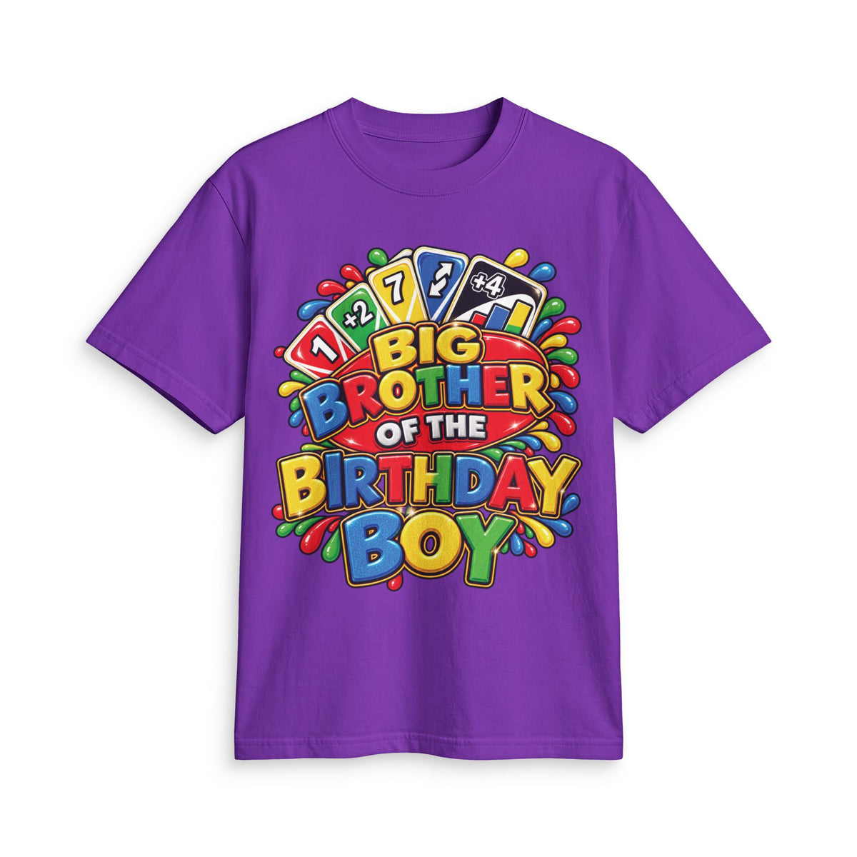 Big Brother of the Birthday Boy T-Shirt | Colorful Game Card Party Design