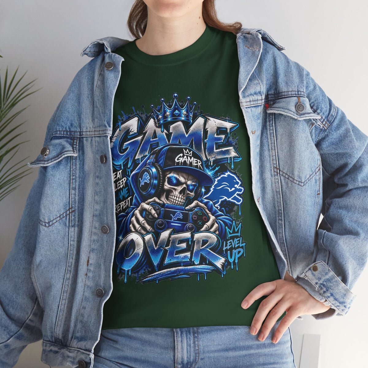 Game Over Skull Gamer Tee | Video Game Controller Graphic Shirt