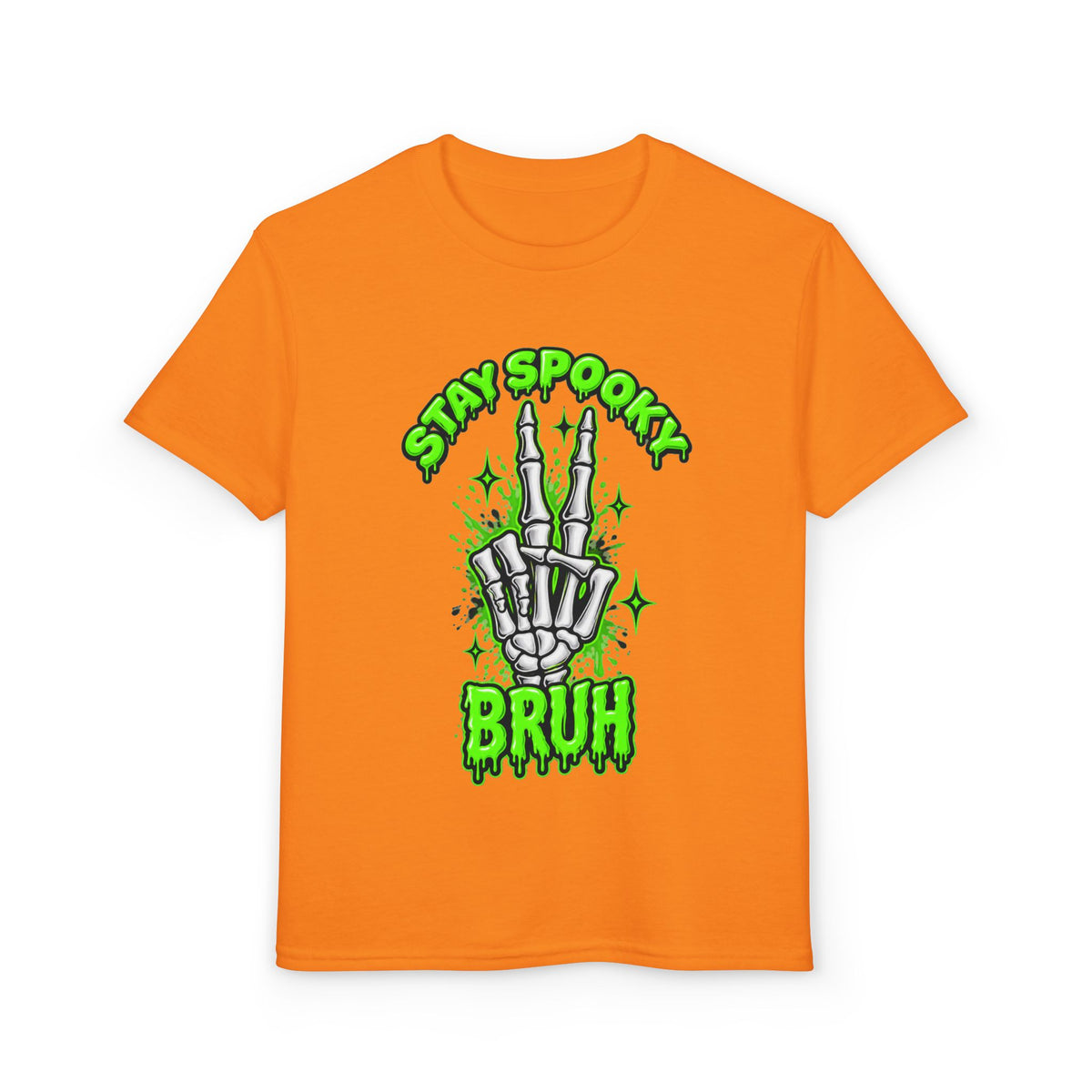 Stay Spooky Bruh T-Shirt | Skeleton Hand Halloween Graphic
