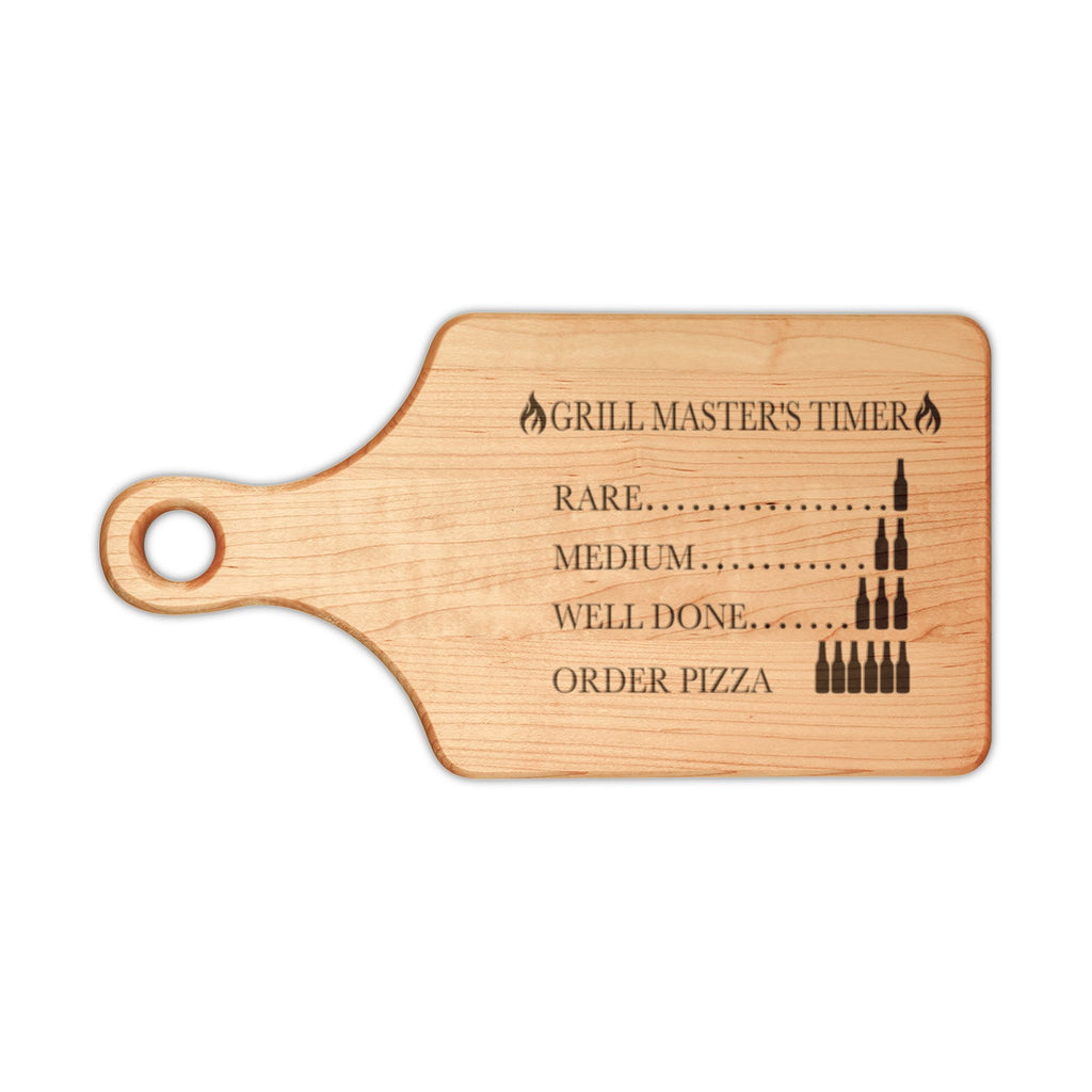 Grill Master Timer Wooden Cutting Board | Engraved Steak Doneness Guide