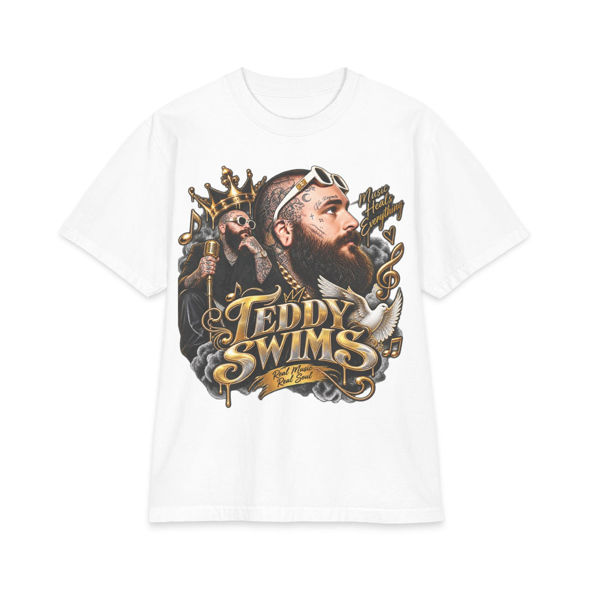 Teddy Swims Portrait T-Shirt | Vintage Crowned Singer Graphic Tee