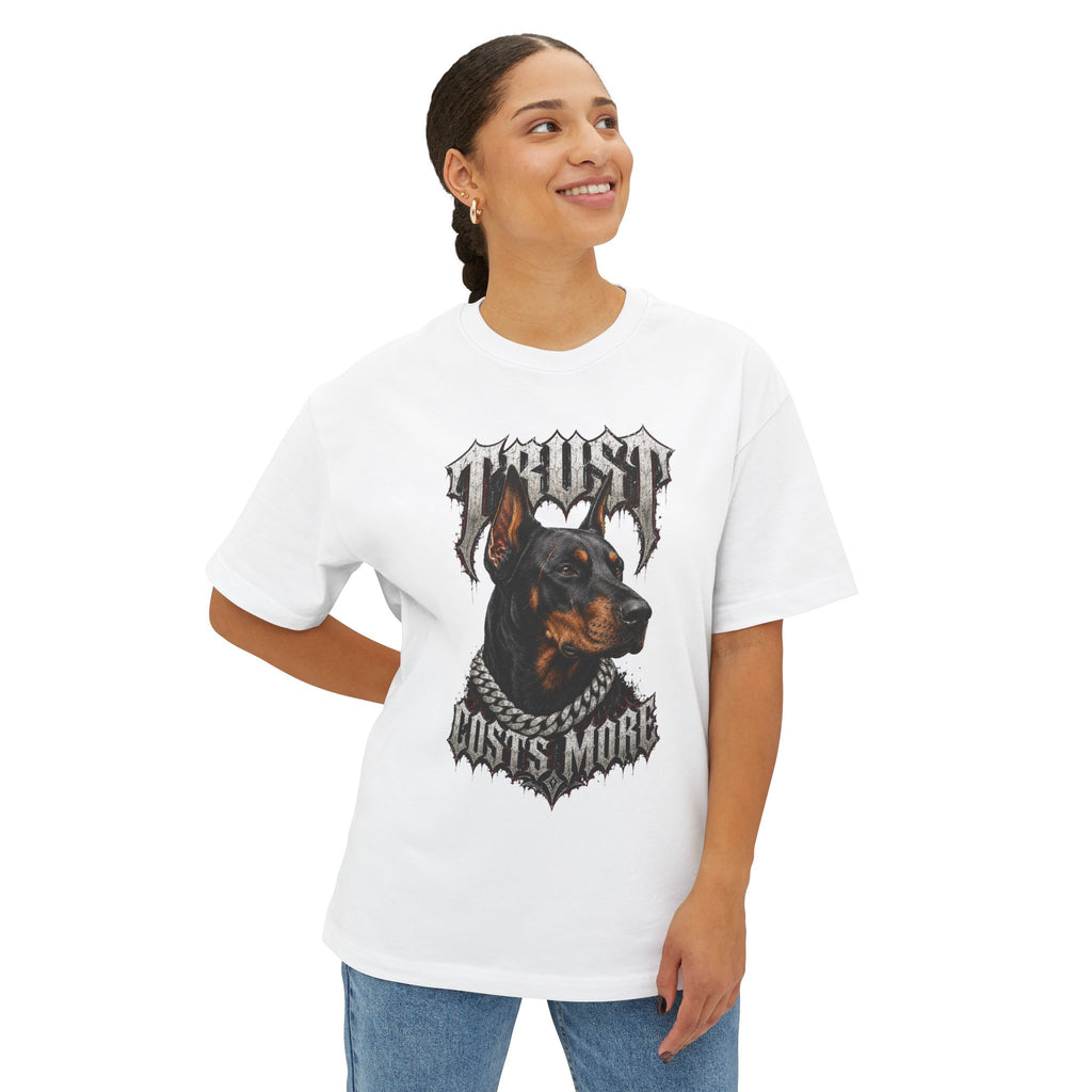 Trust Costs More Doberman Tee | Doberman Portrait, Gothic Text