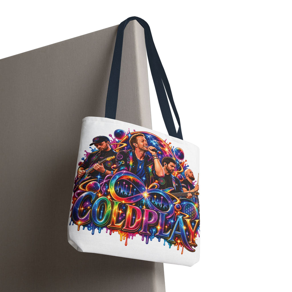 Colorful Coldplay Band Portrait Tote Bag | Music Concert Artwork Tote